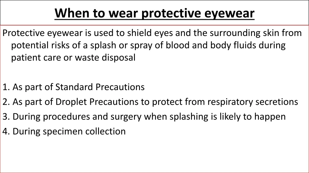 when to wear protective eyewear