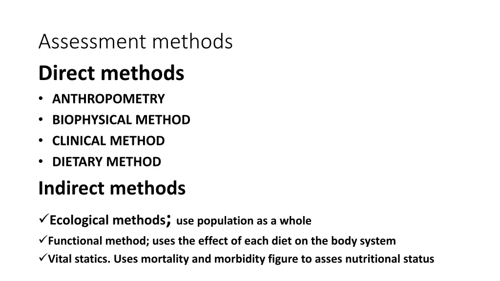 assessment methods direct methods anthropometry