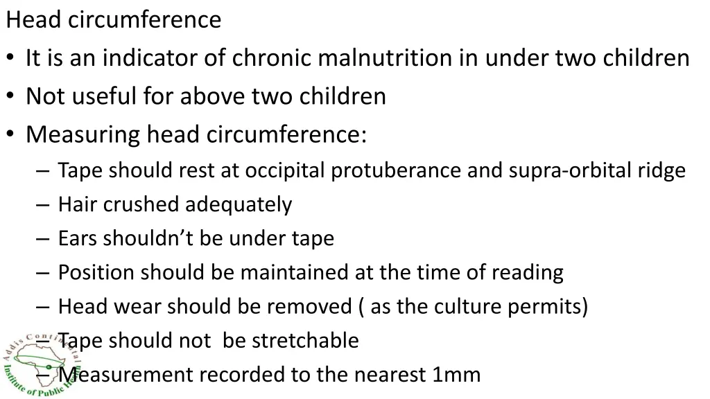 head circumference it is an indicator of chronic