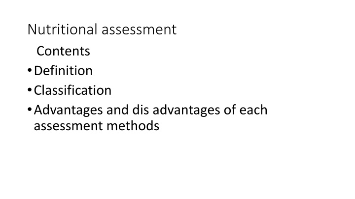 nutritional assessment contents definition