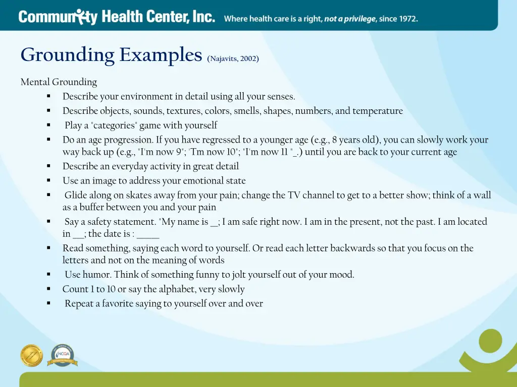 grounding examples najavits 2002