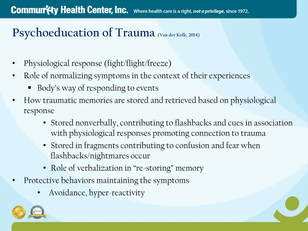 psychoeducation of trauma van der kolk 2014