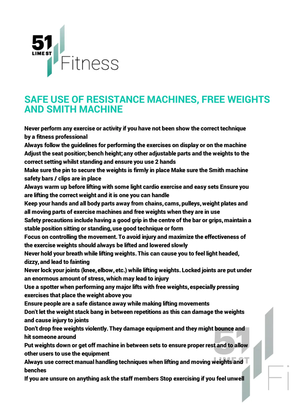 safe use of resistance machines free weights