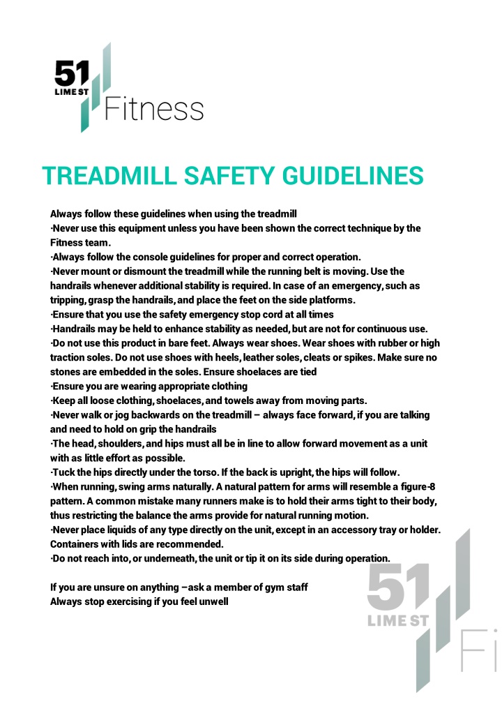 treadmill safety guidelines