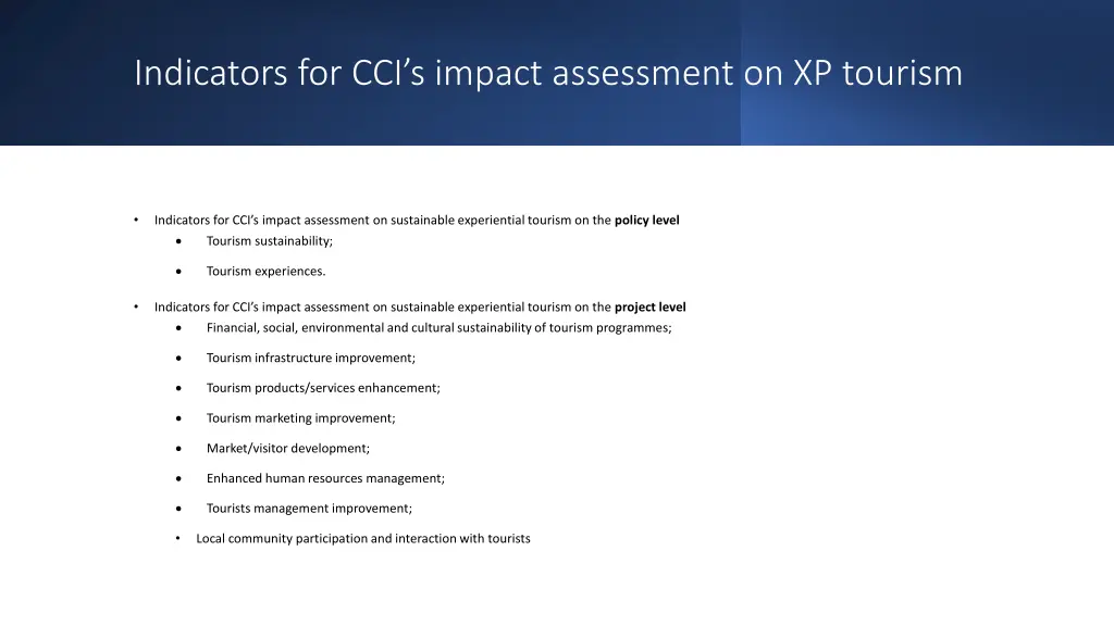 indicators for cci s impact assessment 2