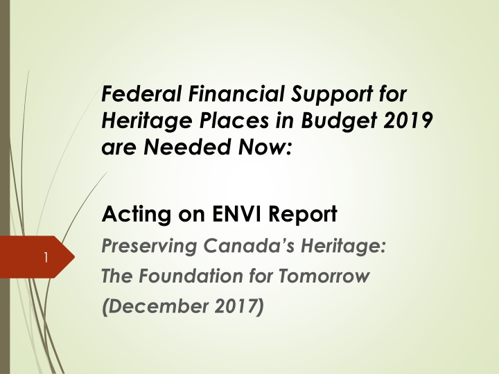 federal financial support for heritage places