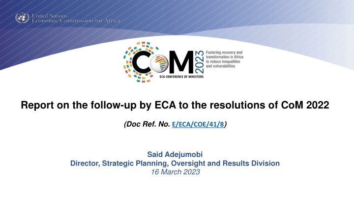 report on the follow up by eca to the resolutions