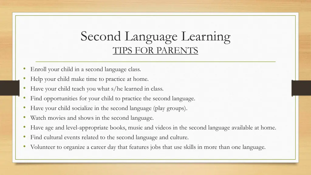 second language learning tips for parents