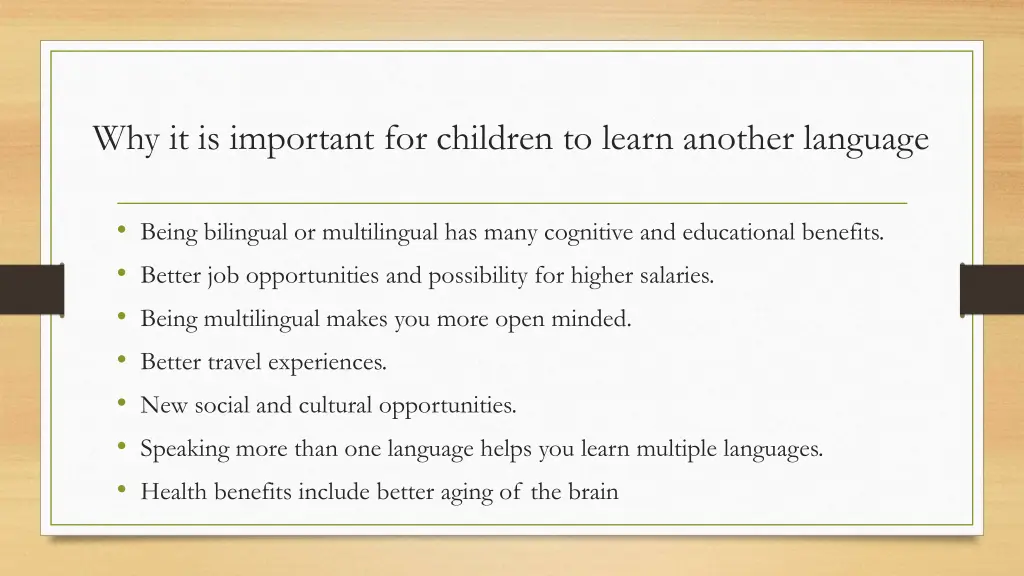 why it is important for children to learn another