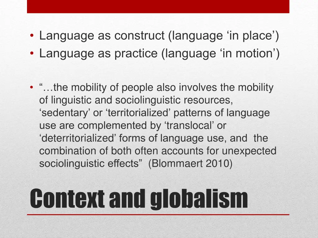 language as construct language in place language