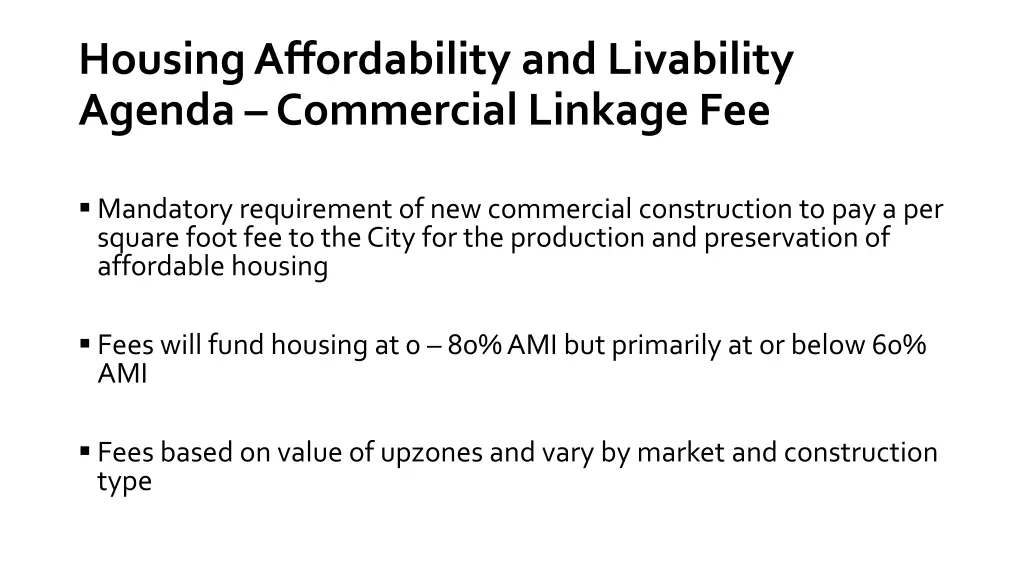 housing affordability and livability agenda