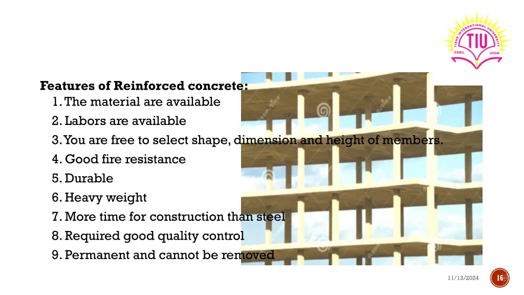 features of reinforced concrete 1 the material