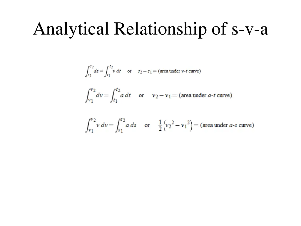 analytical relationship of s v a