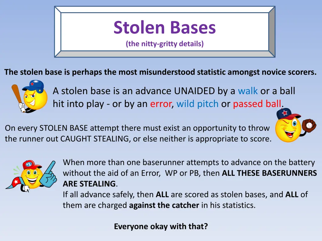 stolen bases the nitty gritty details