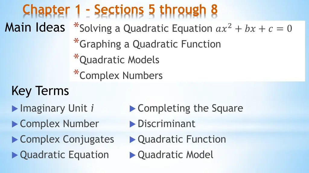 chapter 1 sections 5 through 8 solving