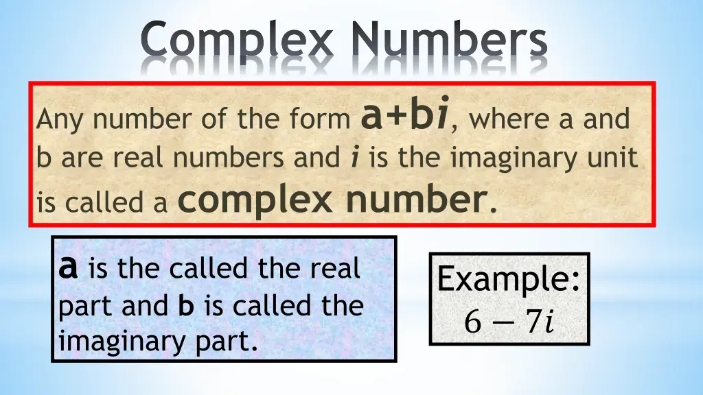 complex numbers