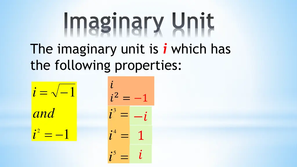 imaginary unit