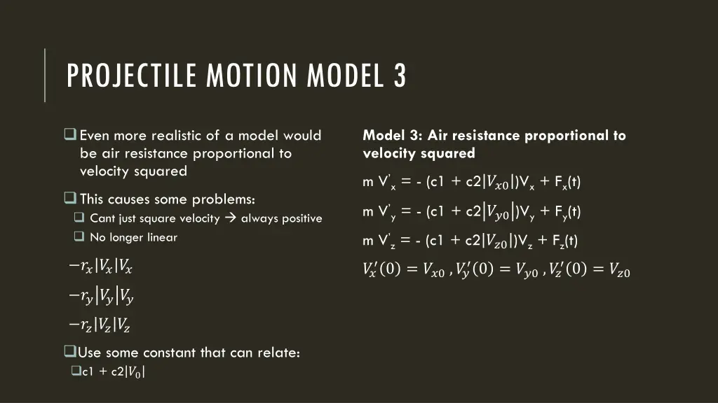 projectile motion model 3