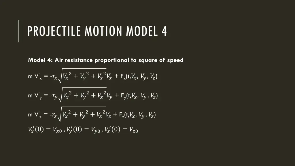 projectile motion model 4