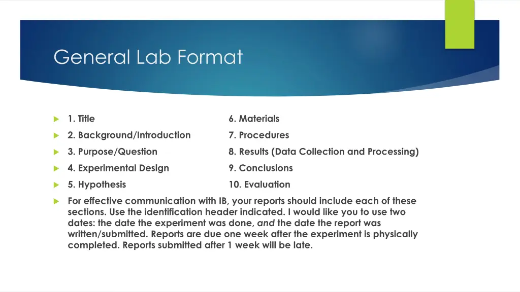 general lab format