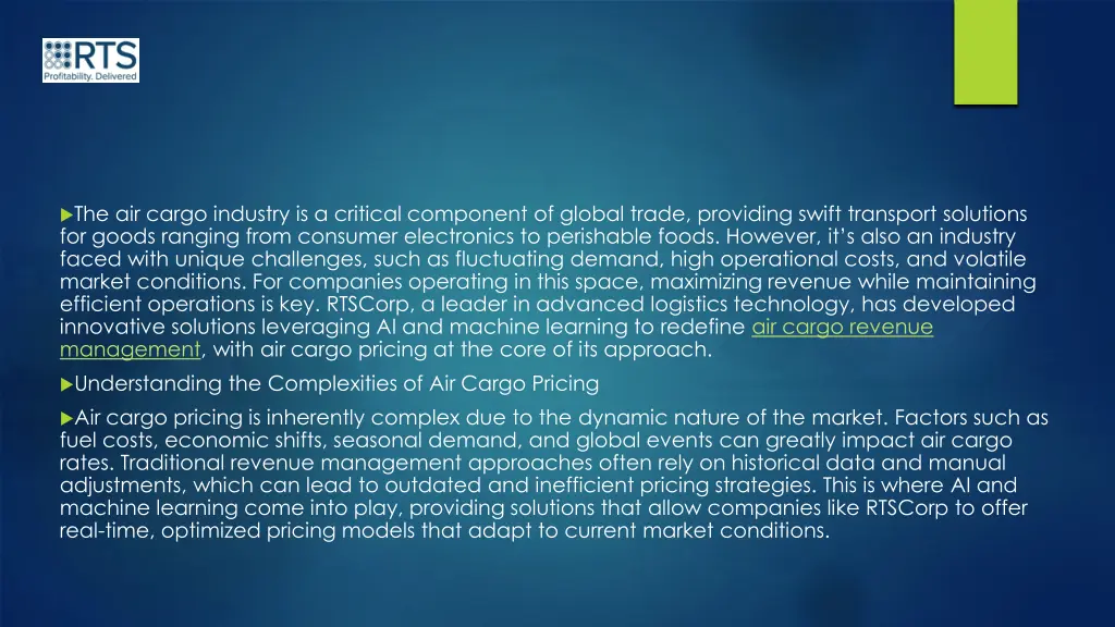 the air cargo industry is a critical component