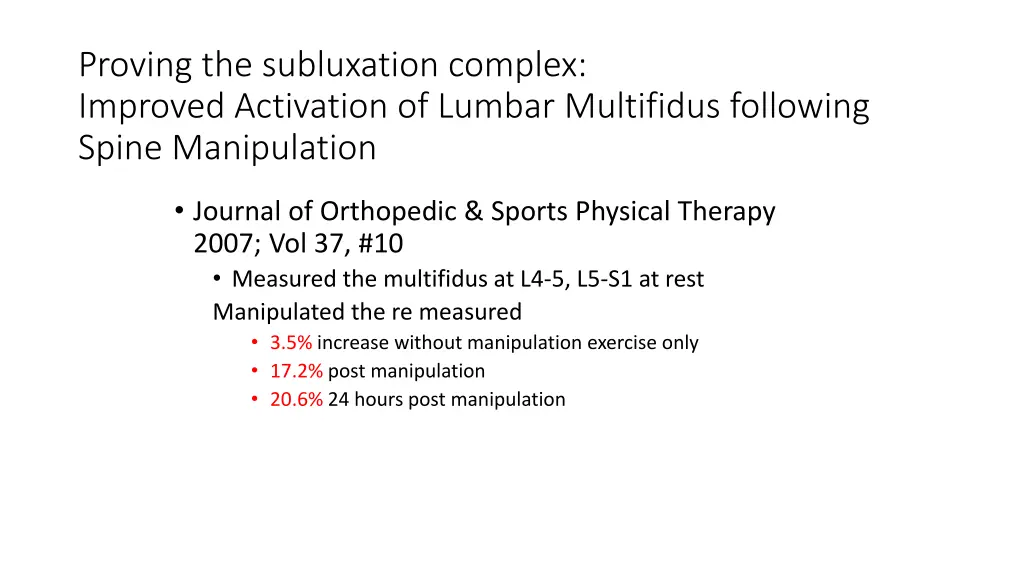 proving the subluxation complex improved