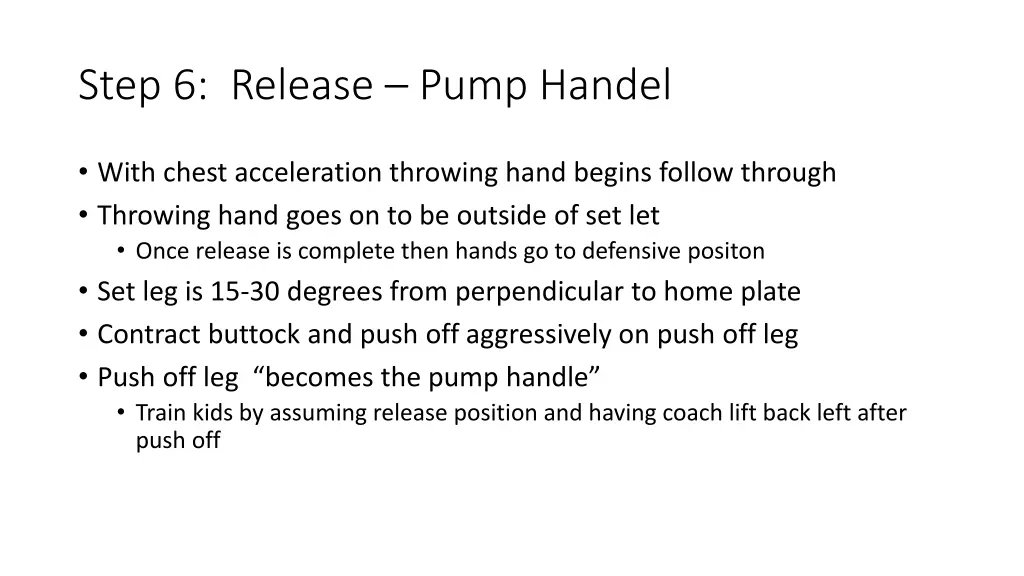 step 6 release pump handel