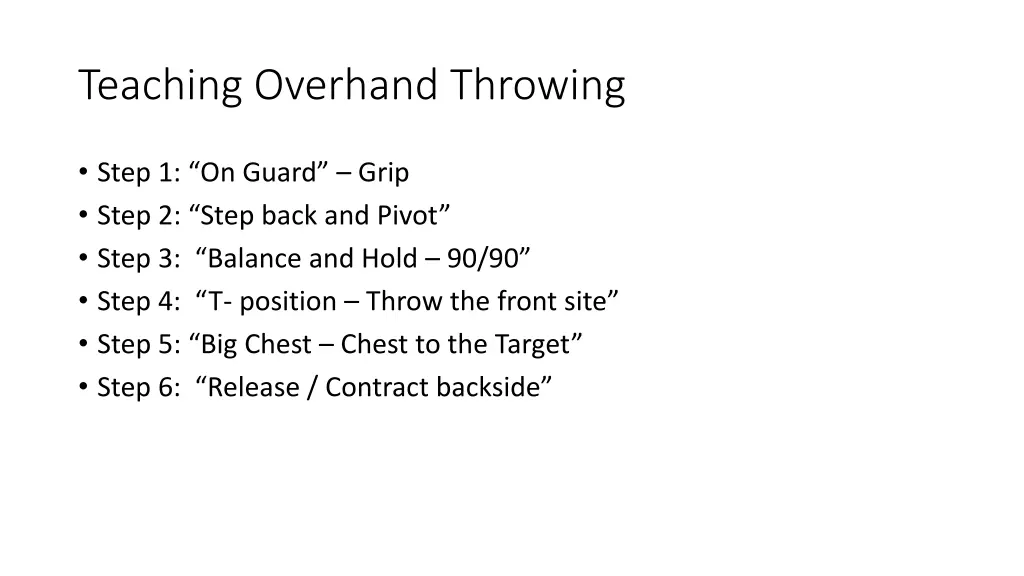 teaching overhand throwing