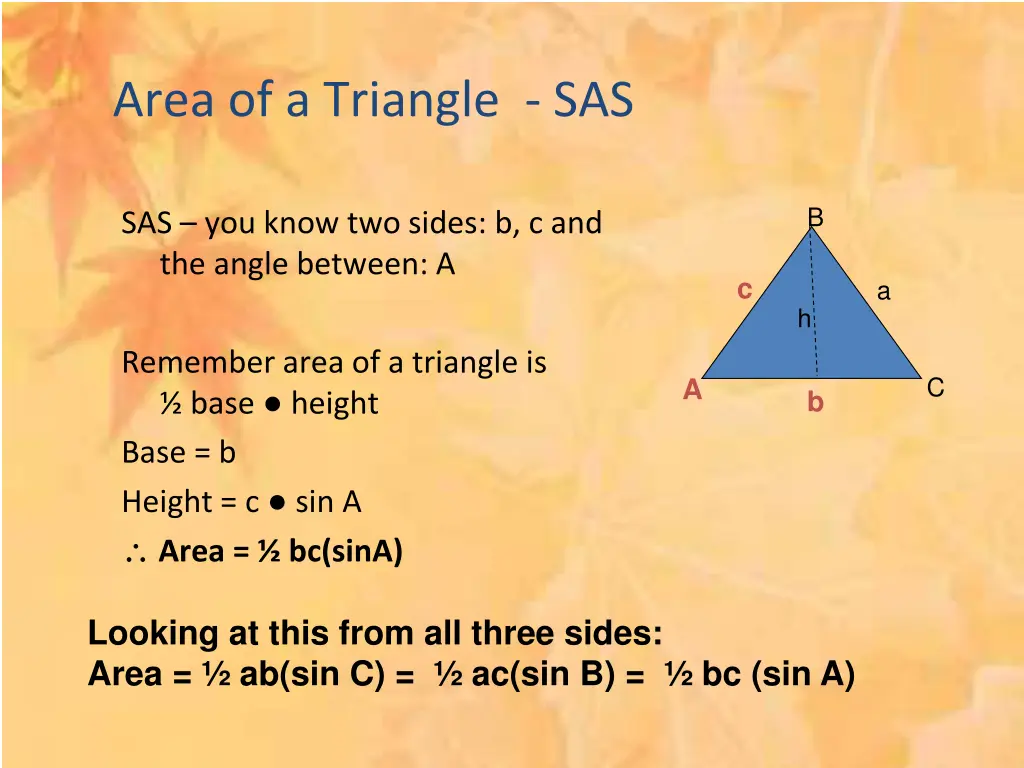 area of a triangle sas