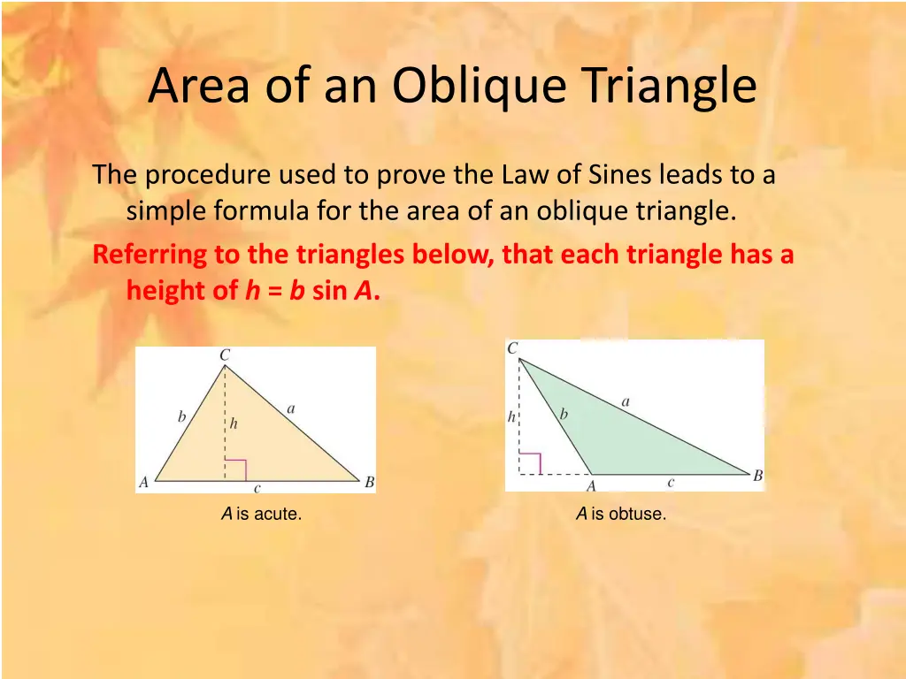 area of an oblique triangle 1