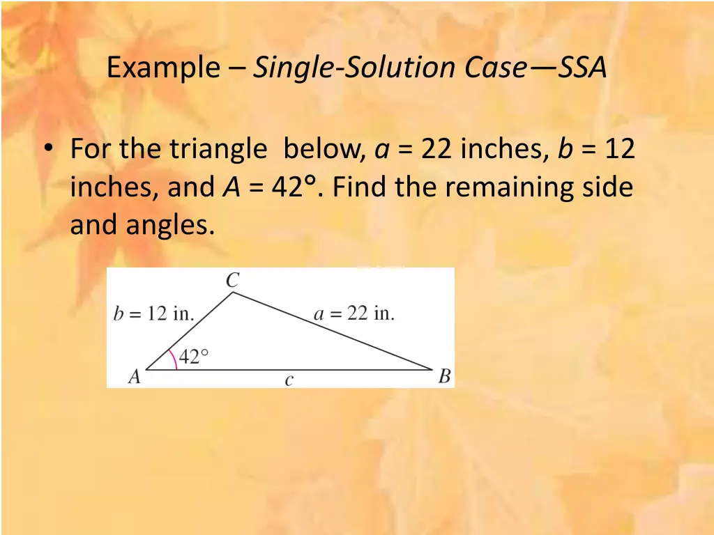 example single solution case ssa