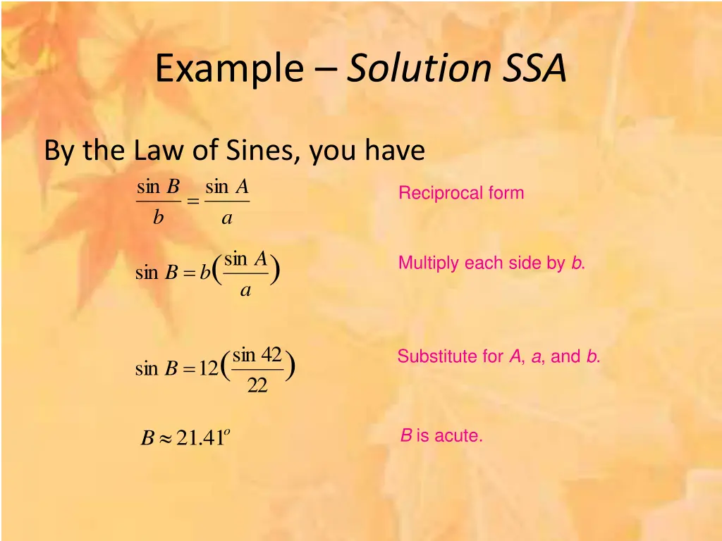 example solution ssa