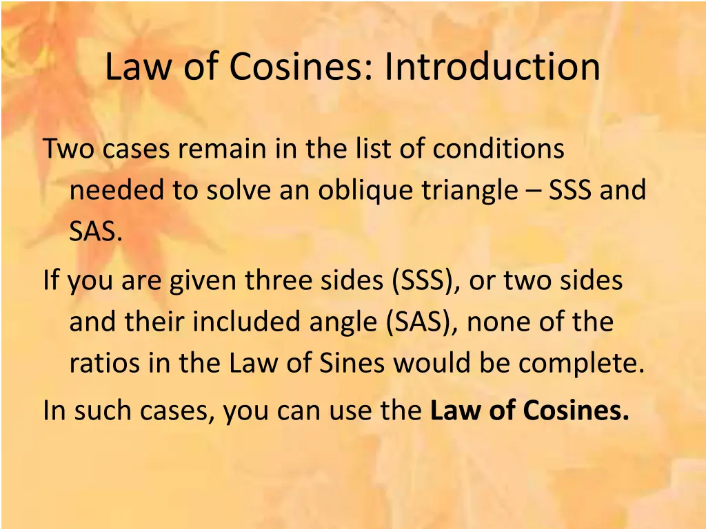 law of cosines introduction