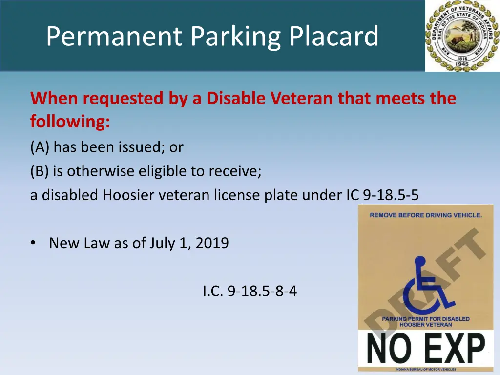 permanent parking placard