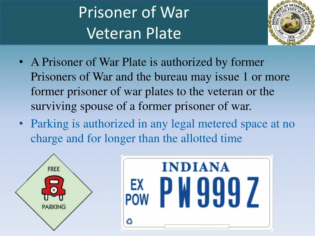 prisoner of war veteran plate