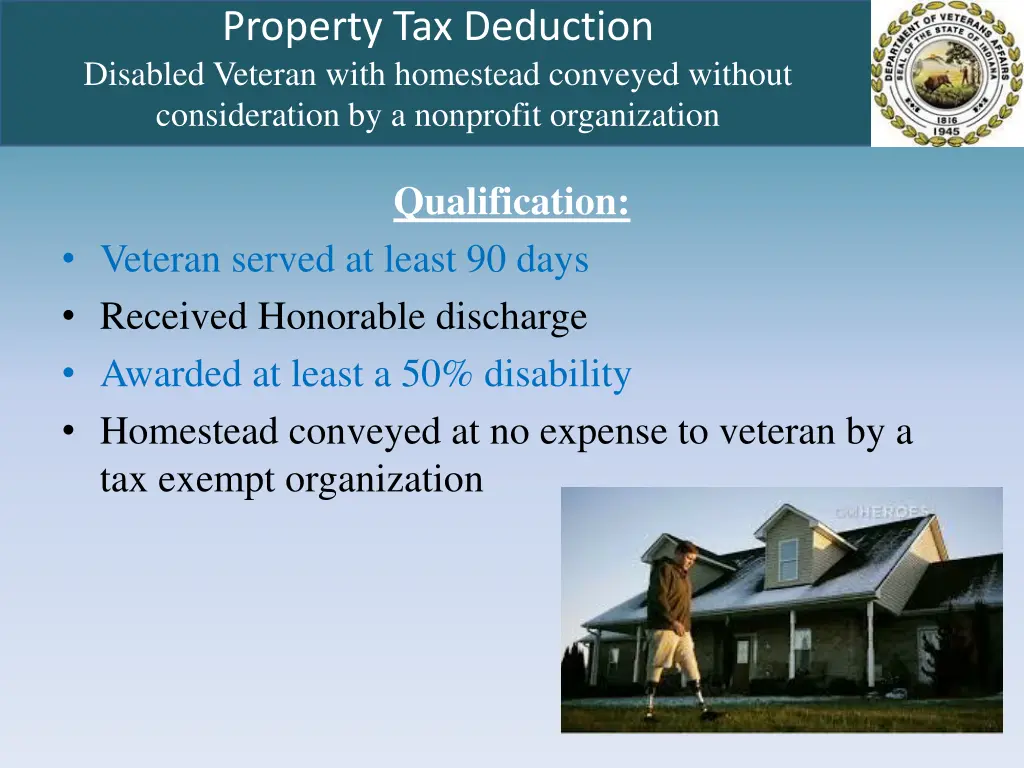 property tax deduction disabled veteran with