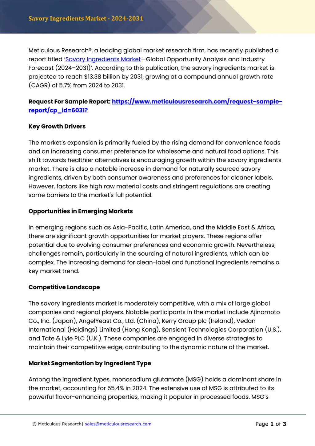 savory ingredients market 2024 2031