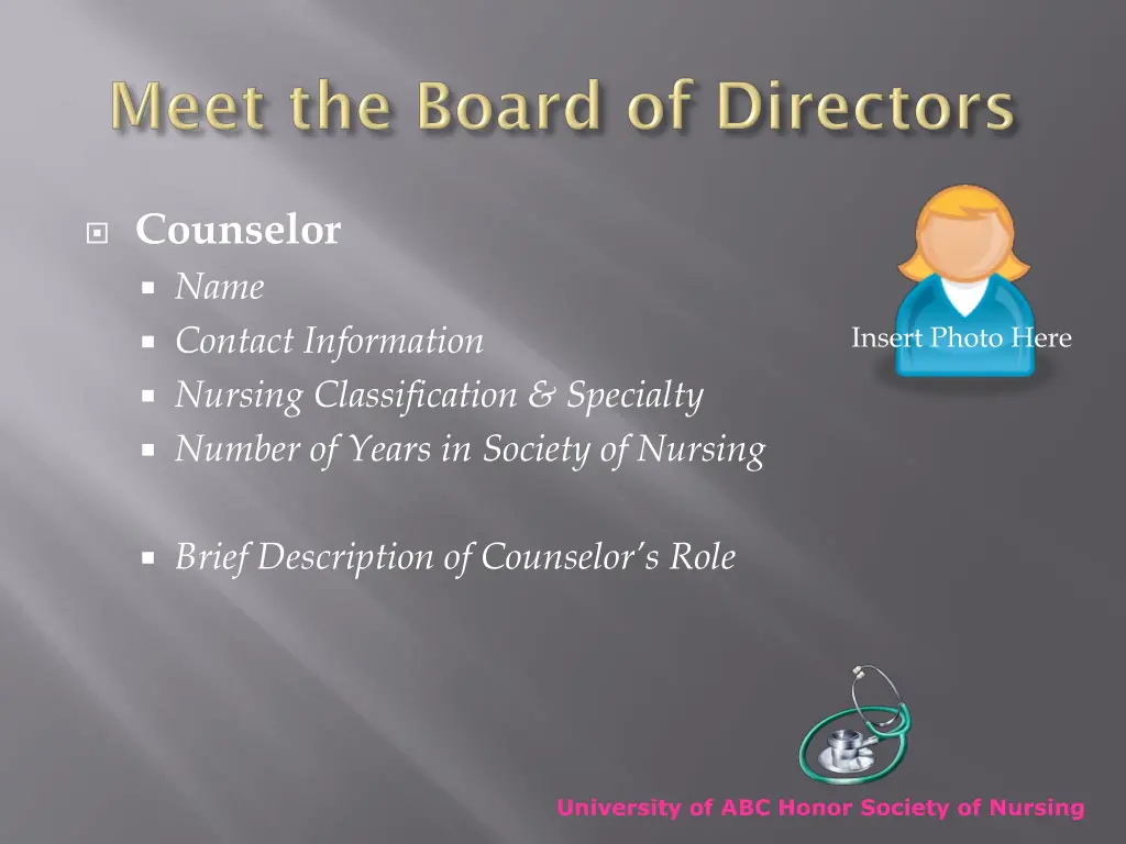 counselor name contact information nursing