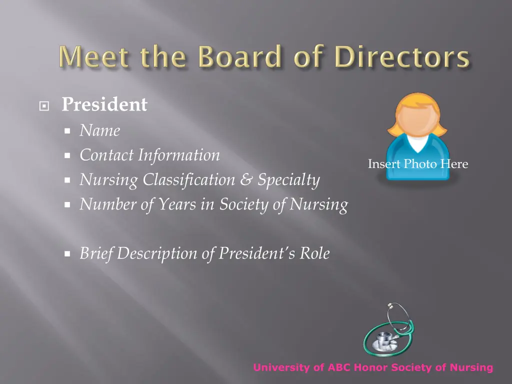 president name contact information nursing