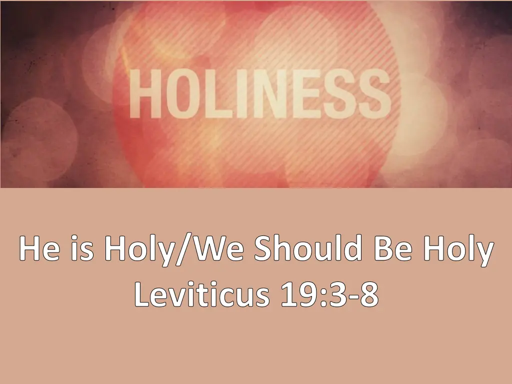 he is holy we should be holy leviticus 19 3 8 1