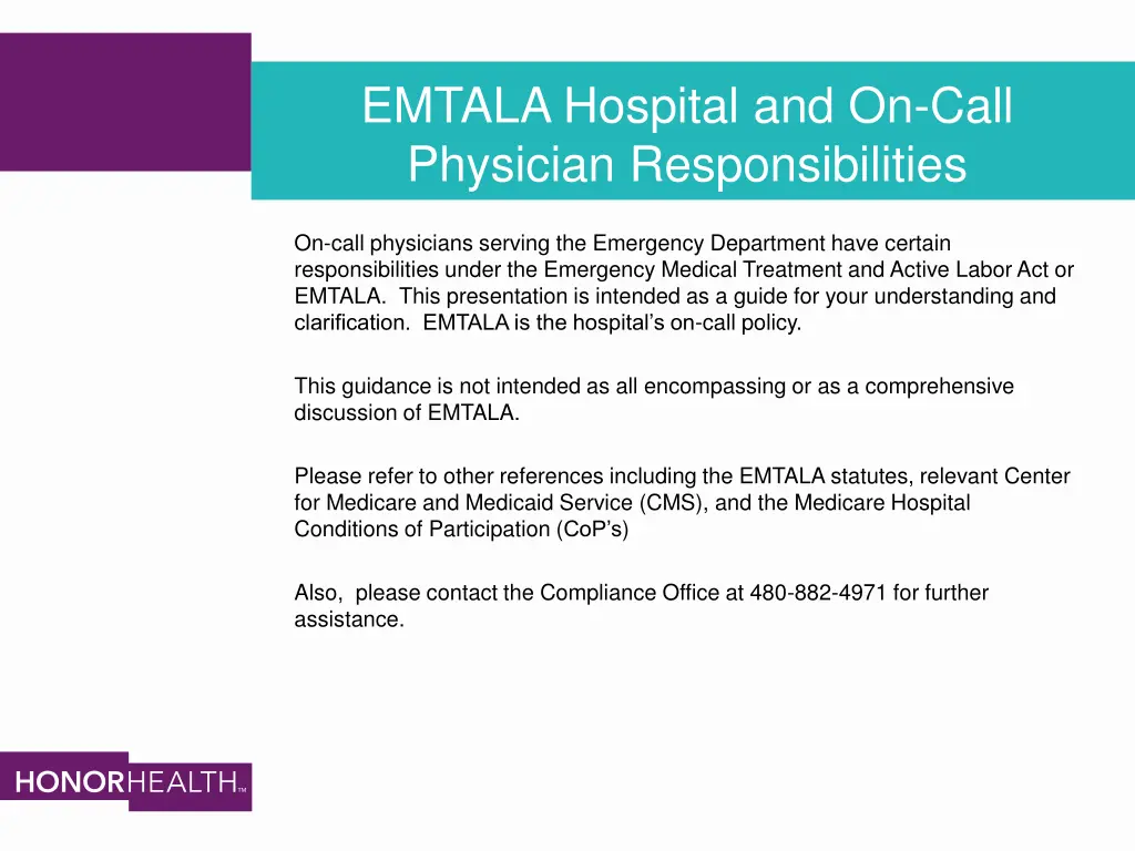 emtala hospital and on call physician 1