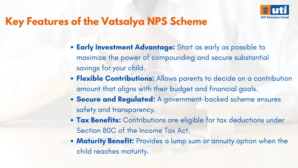 key features of the vatsalya nps scheme