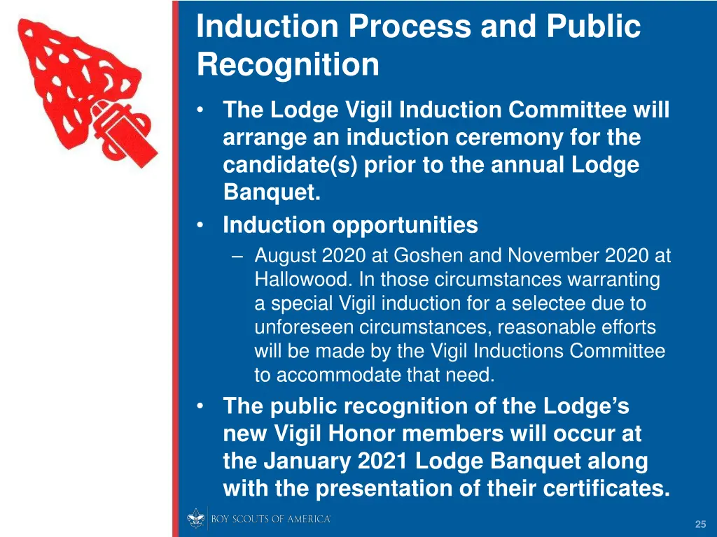 induction process and public recognition