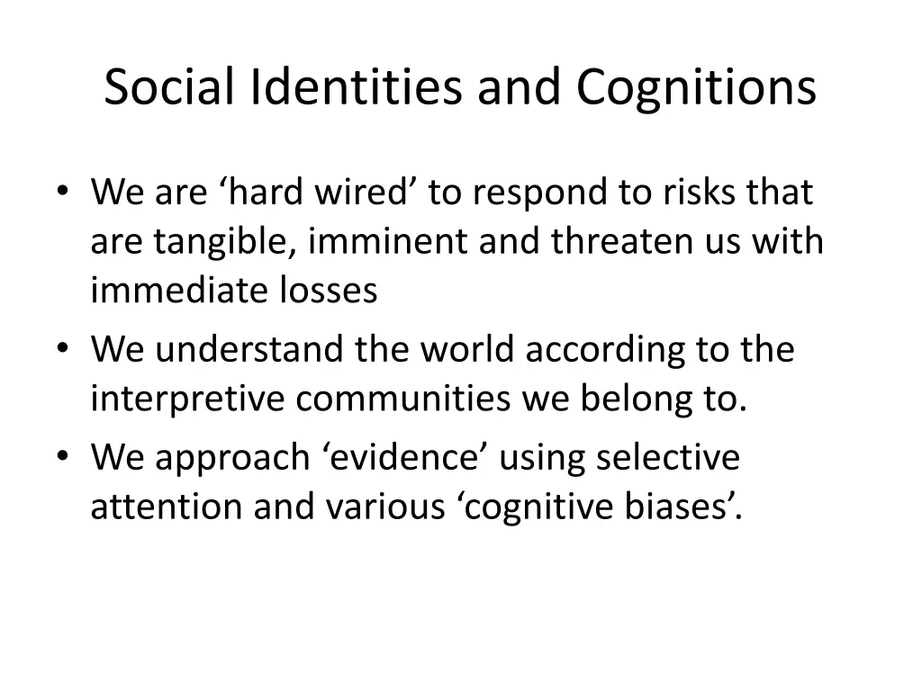 social identities and cognitions