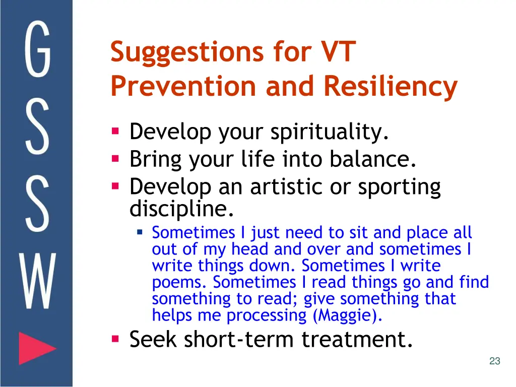 suggestions for vt prevention and resiliency