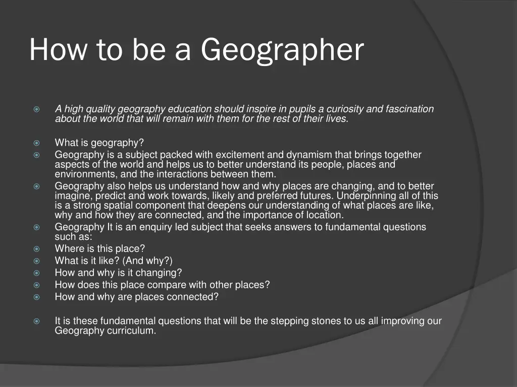 how to be a geographer