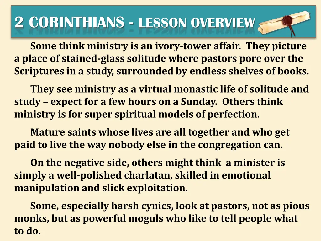 2 corinthians lesson overview 1