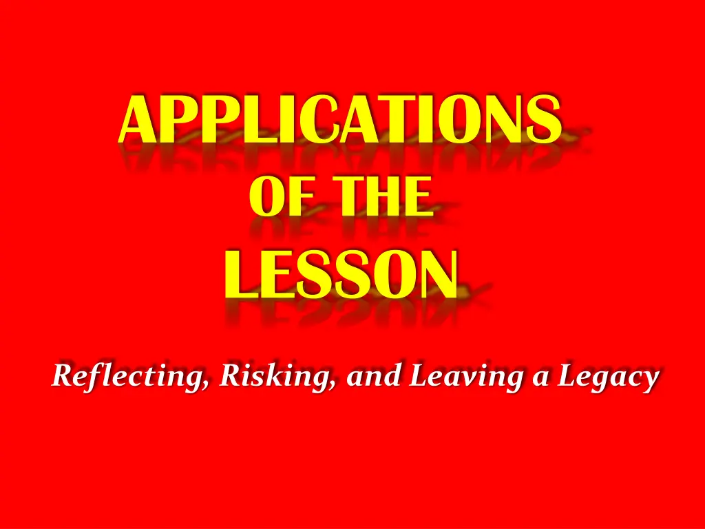 applications of the lesson