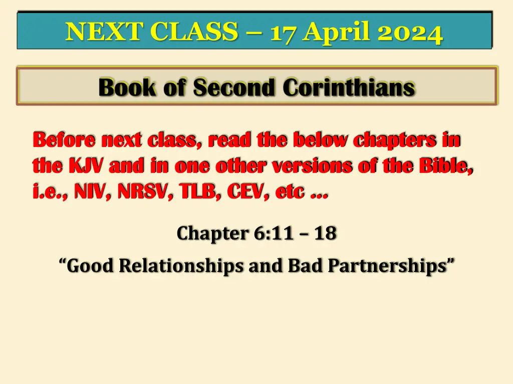 next class 17 april 2024