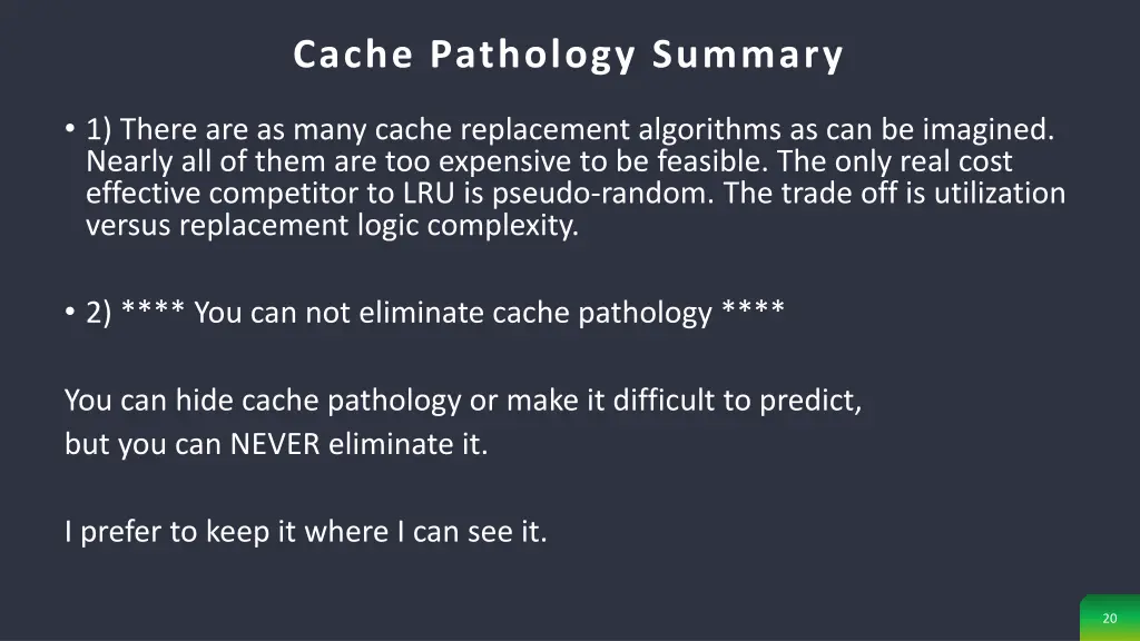 cache pathology summary